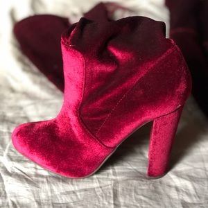 Velvet Over the Knee Boots